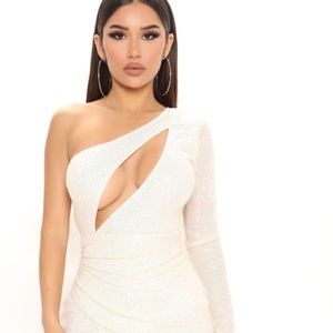 White Sequin Mini Dress